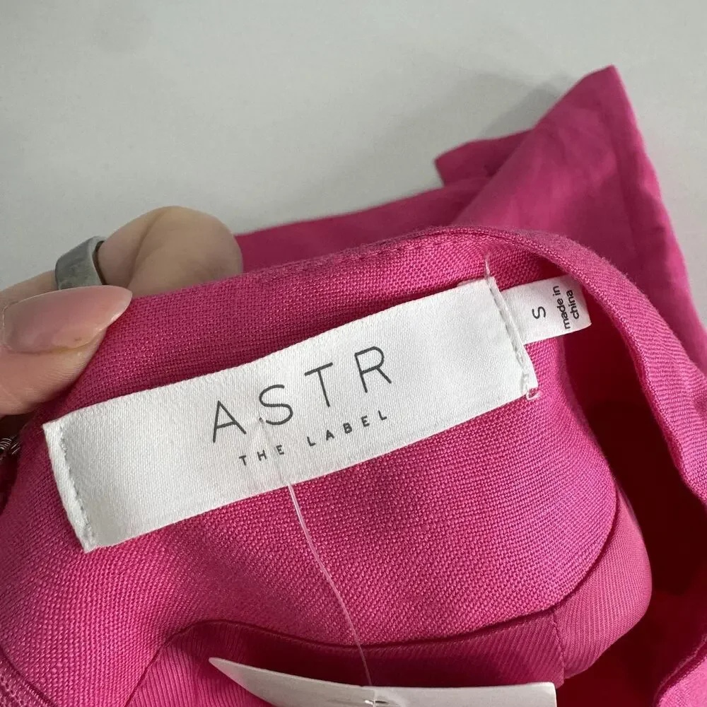 ASTR The Label Covina Skirt Womens Small‎ Pink Linen Blend Mini Side Slit Resort